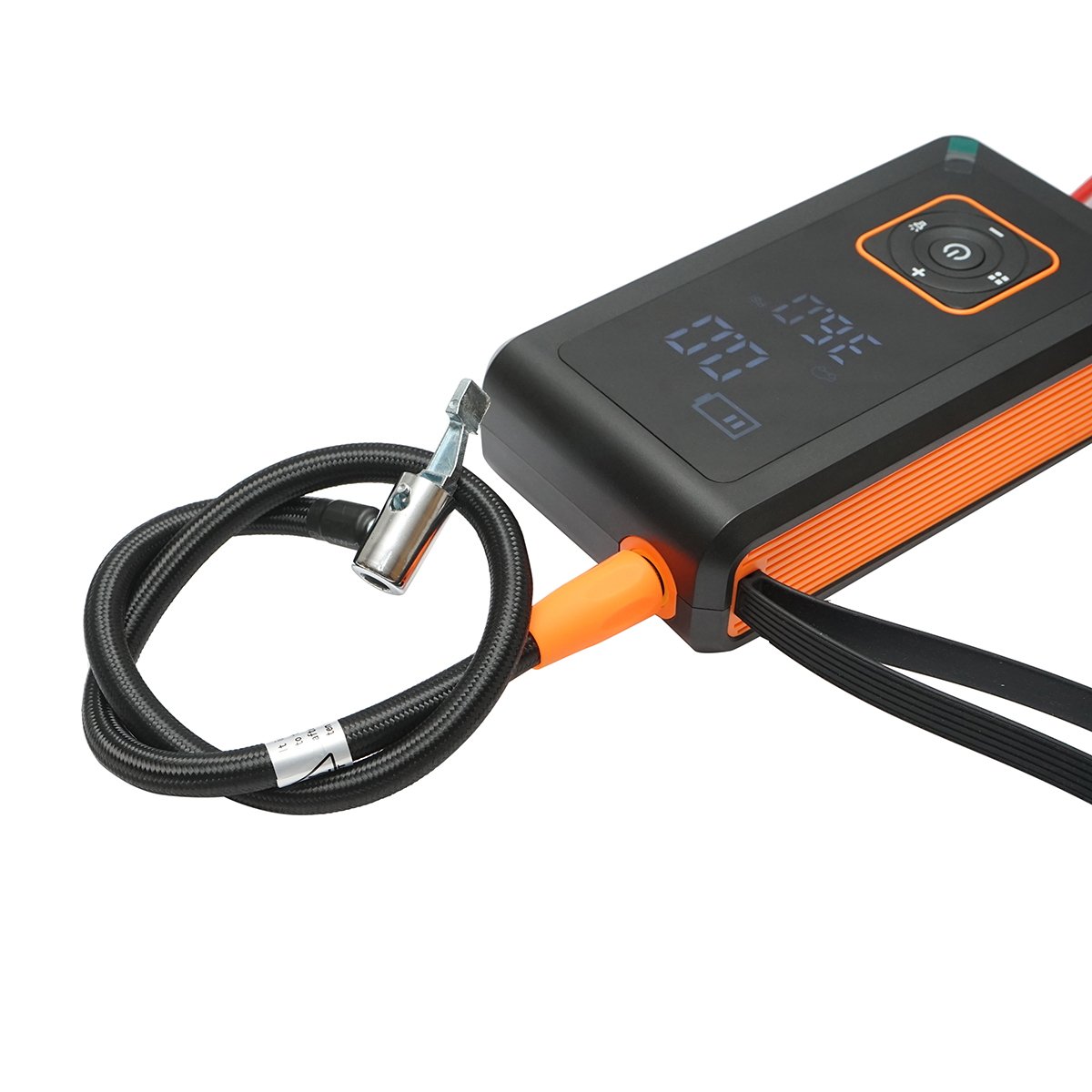Robot pornire si compresor aer smart 80W 150 PSI, afisaj digital LED, baterie litiu 8000 mAh, baterie externa, lanterna LED, port USB/USB-C, accesorii incluse